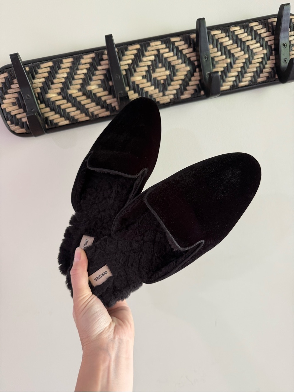 Birdies The Phoebe Black Velvet Slide On Mule Flats - Size 9